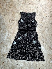 Taylor Dress Womens 4 Black White Abstract Floral Print Sleeveless Fit Flare