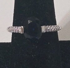 Simulated Blue Sapphire Stainless Steel Engagement Ring Size 10 NWT