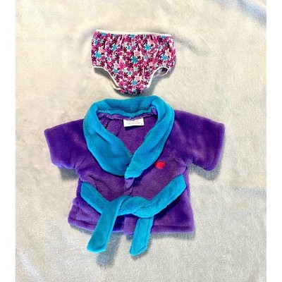 Build-A-Bear Clothes Outfit Lot Soft Plush Fleece Purple Robe & Flower Panties