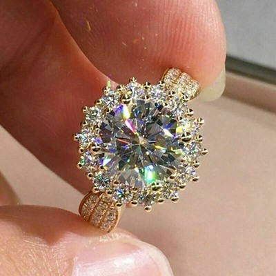 2Ct Round Cut Lab Created Moissanite Snowflake Engagement Ring 14K Gold Finish