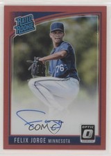 2018 Donruss Optic Rated Rookie Signatures Red Prizm 48/50 Felix Jorge Auto 0o0