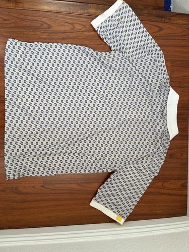 Sean John Polo Shirt Medium Mens Gray Yellow All Over Print Stretch Vintage - Picture 6 of 6