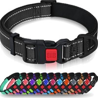 Hundehalsband, Neopren Nylon, Verstellbar, Reflektierend, Klein, Schwarz