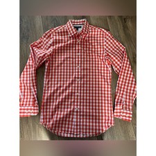 Banana Republic Men s NonIron Tailored Slim Fit Shirt, Button Down, Red/White, S