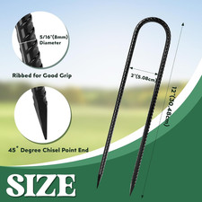 12PCS 12" Trampoline Stakes Anchors High Wind Stake U Hooks for Ground Lawn Gard