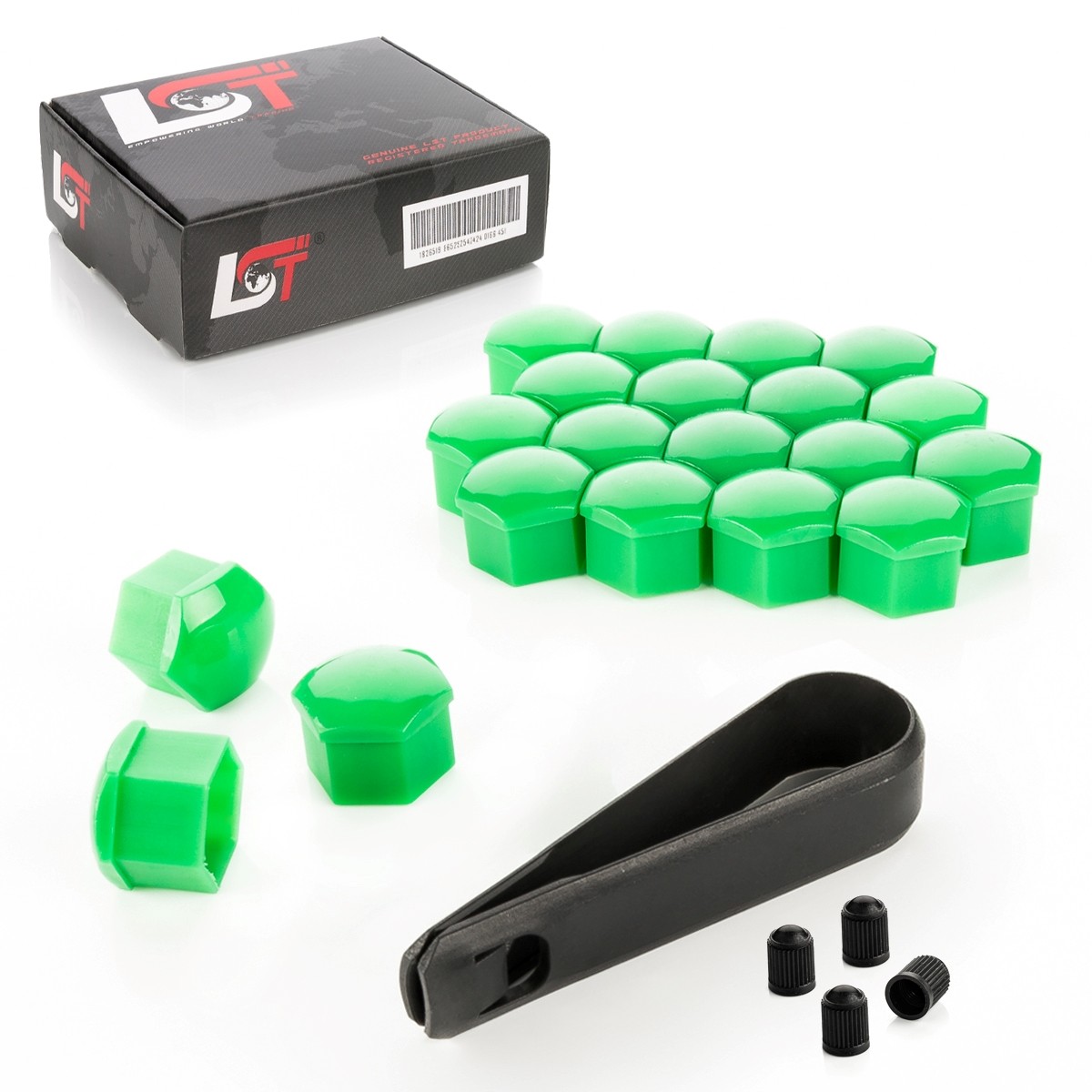 20x Shrouds Wheel Screw Caps Wheel Bolt Green 0 21/32in for Mercedes Car