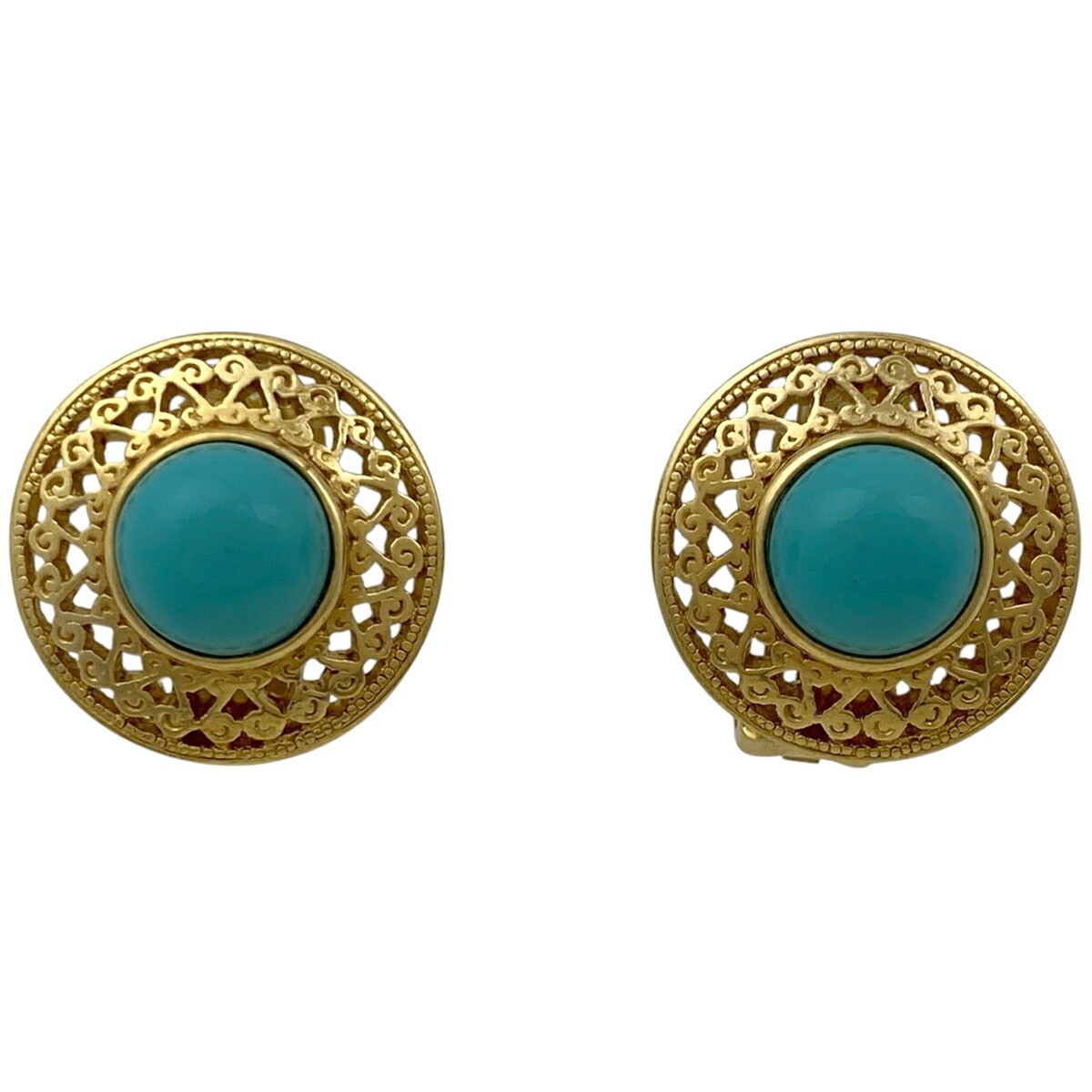 Vintage Christian Dior Round GP Gold Blue Earrings for Women