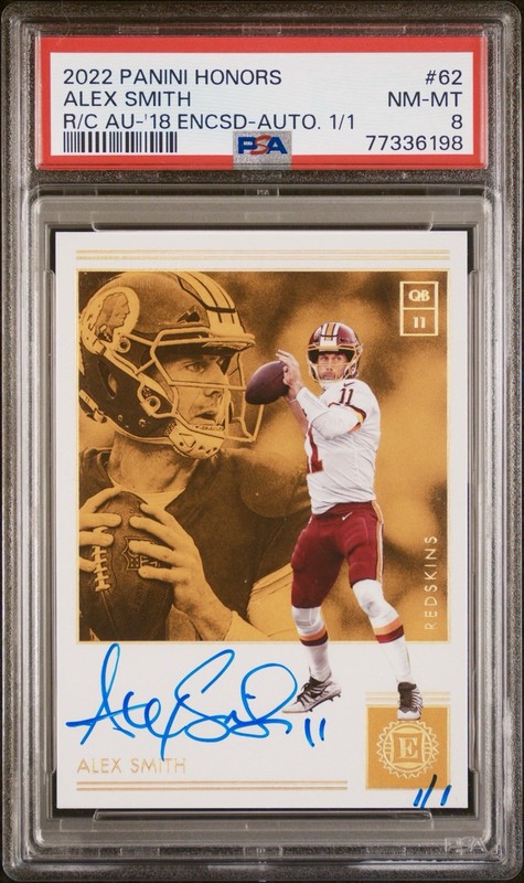 2018 Panini Encased Honors Recollection Alex Smith Autograph Auto PSA 8 TRUE 1/1