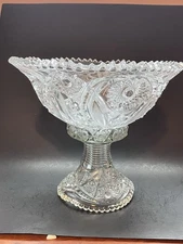 EAPG Cambridge Star/Diamond Punch Bowl And Stand