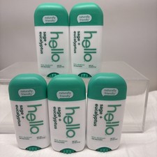 5 X Hello Deodorant SAGE  EUCALYPTUS  2.6 OZ EACH B58