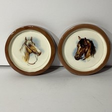 Vintage Horse head Porcelain Coasters-2 USA Equestrian Cowboy Rodeo Decor