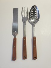 De Colección Ekco Forja Flecha de Pedernal Lote De 3 Utensilios Ranurado Cuchara 3 Puntas Tenedor Esparcidor