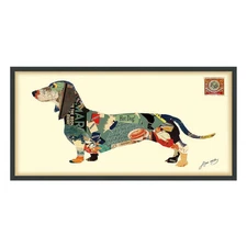 Empire Art Direct Dachshund Dog Framed Graphic Under Glass Wall Decor 25" x 48"