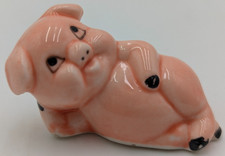 1 7/8" Laying Pig Ceramic Miniature Cute Tiny Pig Figurine Animal Collectible