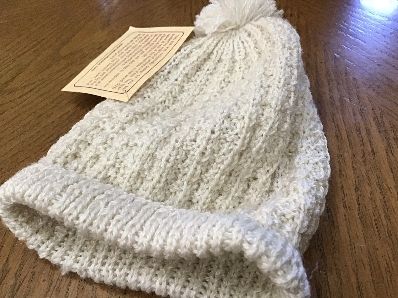 NWT Alpaca Knit Infant Hat With Tassel Off White Latin Collection