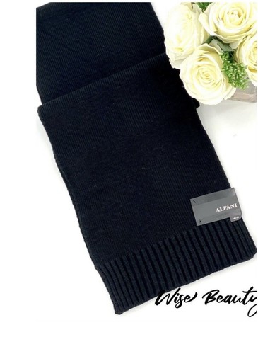 Alfani Soft Knit Scarf Navy Black Marl Men’s One Size Fits All NEW MSRP $40