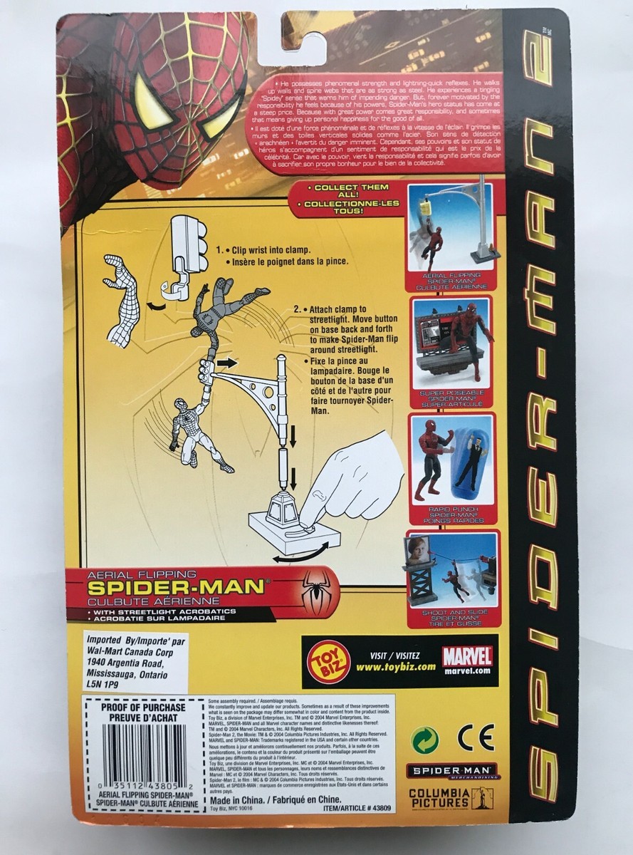NEW TOY BIZ SPIDER-MAN 2 AERIAL FLIPPING ACTION FIGURE