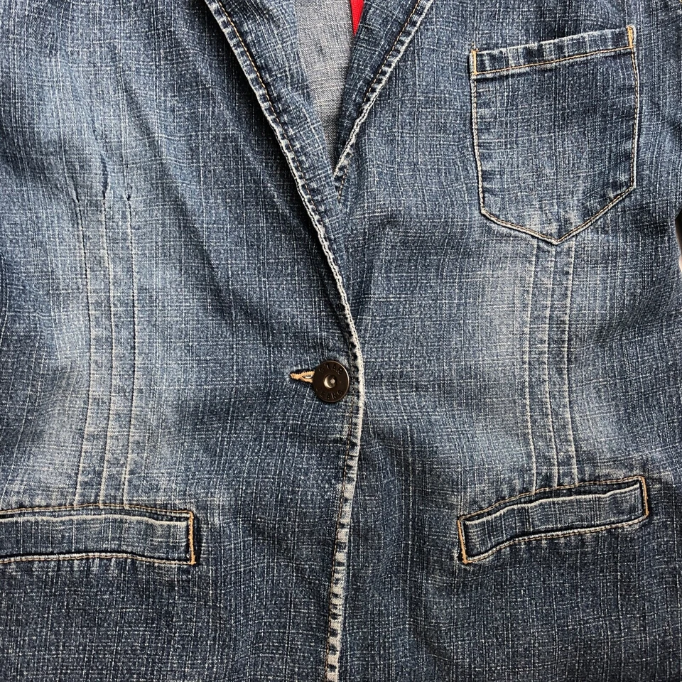 Chaqueta Blazer Jeans Azul Estrella Índigo Puro Vintage Boho Denim L Foto 4 de 4