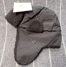 BABY GAP True Black 3M Thinsulate Trapper Hat Lined Sherpa Boys Girls M/L - NWT