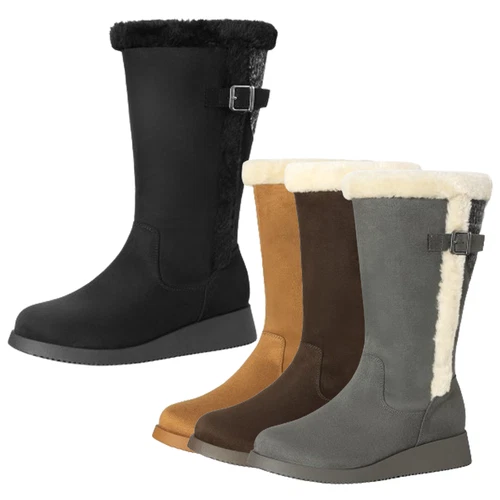 Damen Winter Kniehohe Stiefel Warm Fellfutter Seitlicher Reißverschluss Schneestiefel Größe 6-11 - Bild 1 von 29