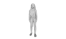 Printle C Kid 086-Long-haired Skinny Girl Standing Figure for Dioramas Train Set