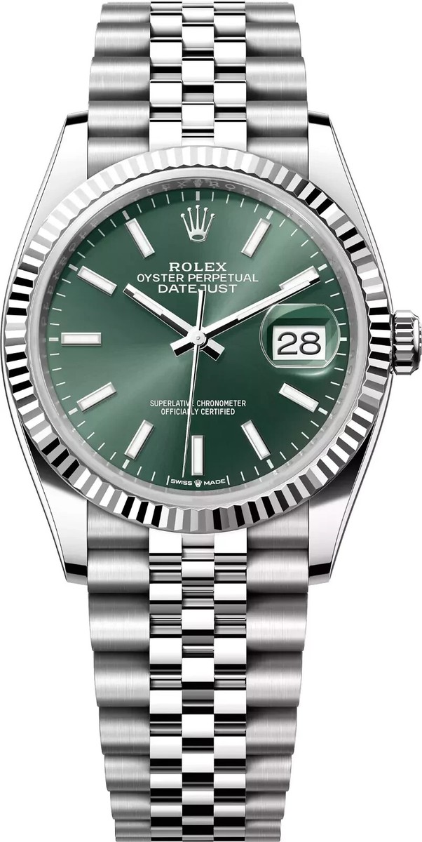 mint 2026 Rolex Datejust 36 126234 Mint Green Fluted Jubilee 36mm NEW
