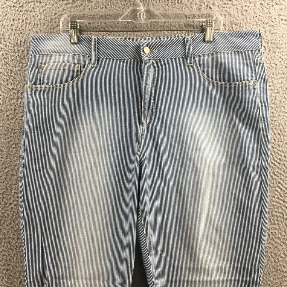 NYDJ Ankle Pants Womens 18W (actual 40x29) Blue Striped Cotton Blend High Rise - Image 2 of 4