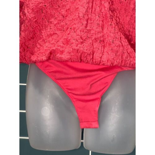 FREE PEOPLE INTIMATELY PINK STRETCH LACE PUFF SLEEVE MAGIC HOUR BODYSUIT S - Picture 3 of 11