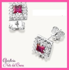 ORECCHINI ORO BIANCO 18K CON VERI RUBINI E DIAMANTI NATURALI E VVS 0.86 CARATI