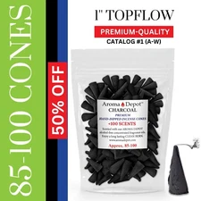 100 Charcoal Incense Cones 1'' Hand Dipped Natural Top Flow Smoke Wholesale Bulk