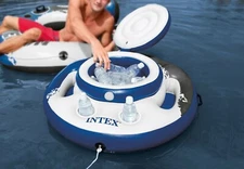 Intex Mega Chill Inflatable Floating 24 Can Beverage Cooler for River Run Tubes