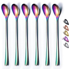 Rainbow Long Handle Spoon Coffee Stirrers Premium Stainless Steel Coffee Spoo...