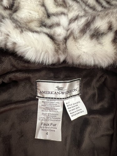 New! Gorgeous American Widgeon Girls' Zip Front Hooded Faux Fur Coat. Size 4 - Picture 12 of 14