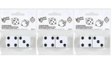 Set of 2 Large 1"x1" Square Opaque Jumbo Dice - White with Black Pips Large 3...
