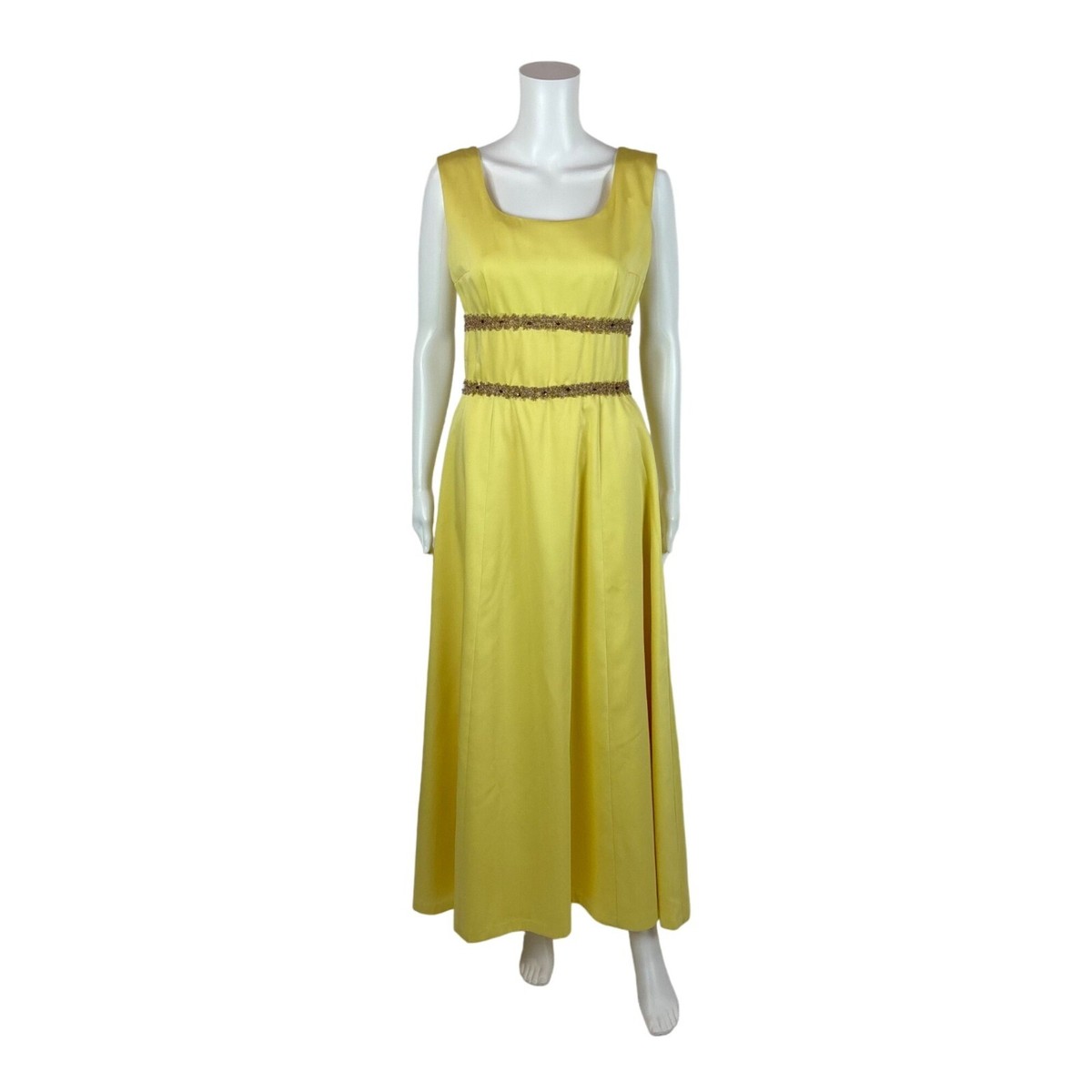 Vintage 60s Formal Gown Women's Small Yellow Gold Princess Evening Prom  Dress | eBay