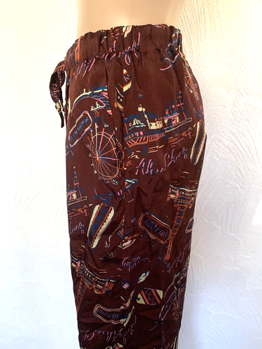 ALEXA CHUNG Burgundy Satin Twill Printed Straight Cropped Trousers UK 8 US 4 NEW - Picture 15 of 24