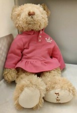 16" FAO Schwarz Teddy Bear Pink Dress Stuffed Animal with Beanbag Bottom plsh3