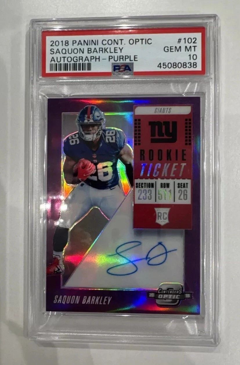 Saquon Barkley Panini Contenders Optic #102 Autograph-Purple