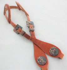 Sliding Ear Headstall Harness Leather Nickel Copper Purple Buckles Conchos Horse