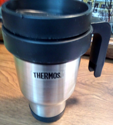 Thermos 17oz Insulated BLACK Stainless Steel COMMUTER Travel Mug with Handle