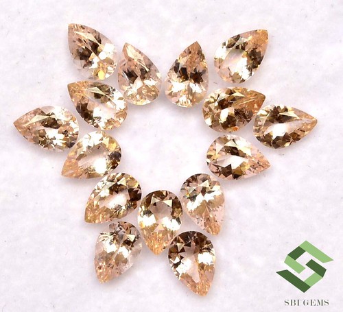 5.00 CTS Natural Morganite Pear Cut 6x4 mm Lot 15 Pcs Calibrated Loose Gemstones - Picture 3 of 5