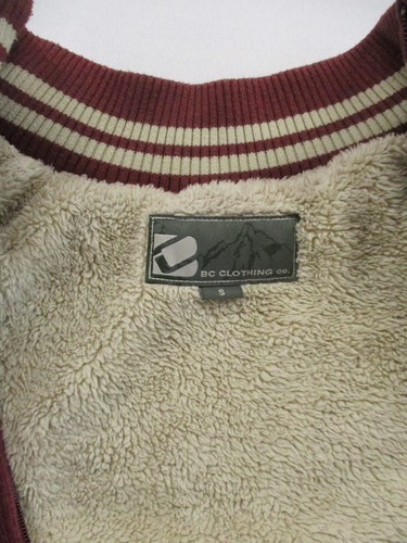 Pile Lined Jacket, Zip-Up, Knitted, BC CLOTHING, Burgundy, Small, 40" Chest - Picture 8 of 11