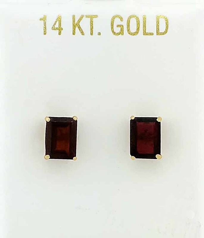 GENUINE 2.18 Cts GARNET STUD EARRING 14k GOLD - Free Certificate Appraisal