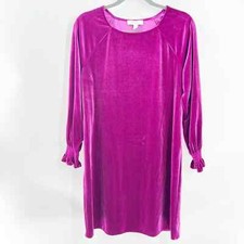 NINE WEST Women's Smocked Sleeve Velvet Shift Dress Pink Size S NWT