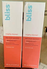 Bliss Mighty Biome Pre/Post Biotics + Barrier Aid. Ultra Moisturizer skin piel