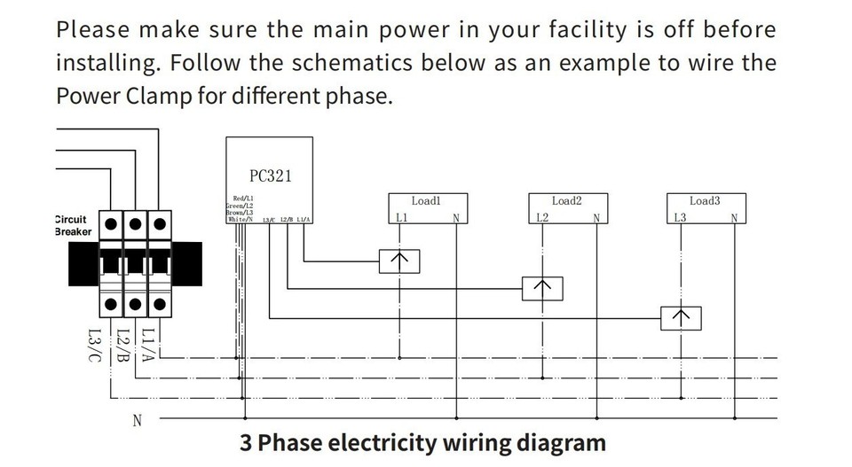 Compteur D'énergie Intelligent WiFi 3 Phases - Pince Ampèremétrique 80A-1000A, Moniteur De Consommation