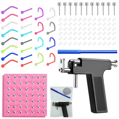 143x Ear Piercing Gun Tool Kit Surgical Steel Ears Nose Lip Studs for Salon Home