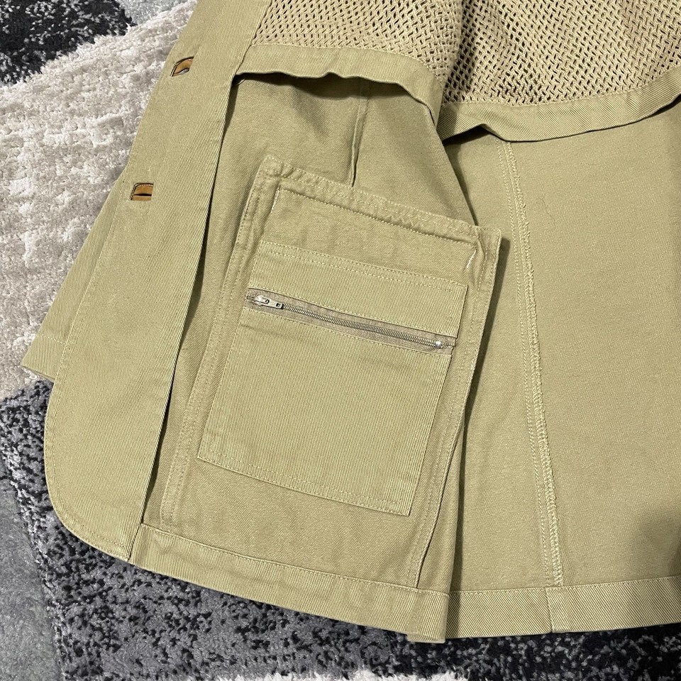 Orvis Zambezi Jacket Men Large Brown Leather Elbow Patches Safari