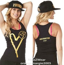 ZUMBA INSTRUCTOR LOVE RacerBack Top Tank Soft Gold Foil EliteZW S M L XL XXL