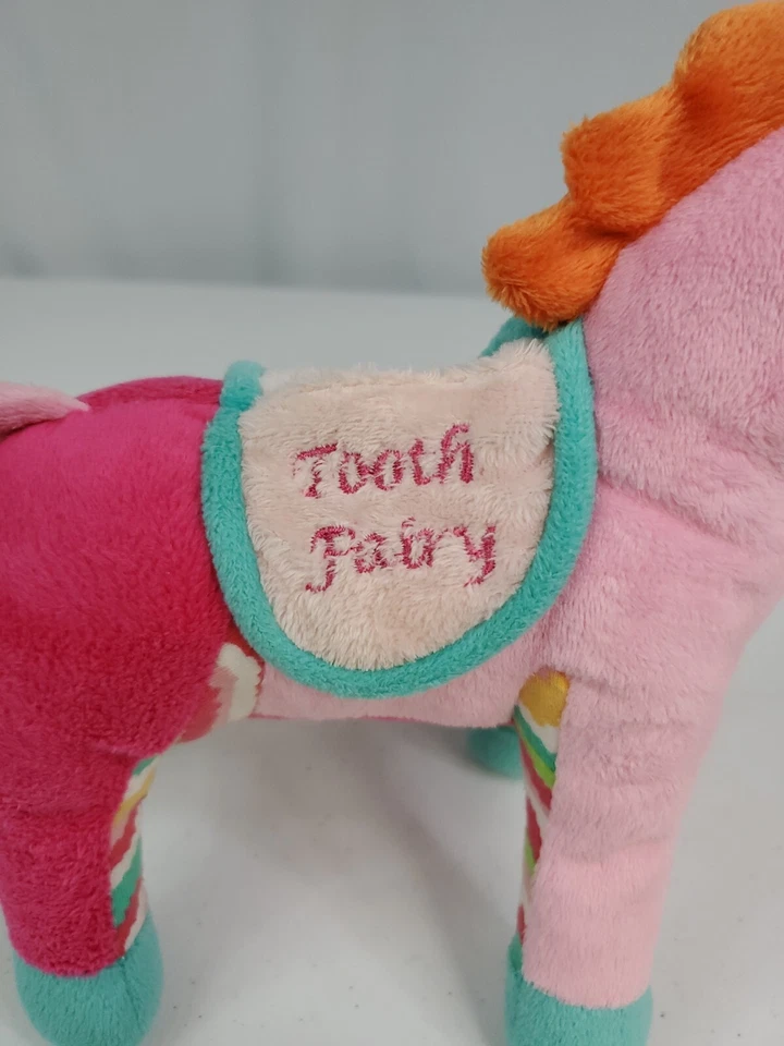 Maison Chic Rosa Diente de Caballo Hada Bolsillo Suave Peluche Poni Colores Brillantes 9 Pulgadas Foto 3 de 4